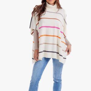 LOFT Pink and White Multi-Colored Cowl Neck Sweater Women's XS/S